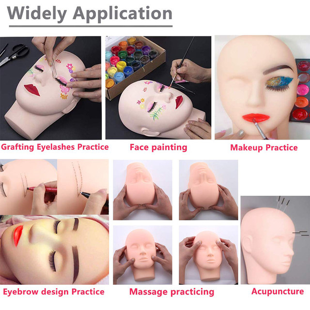 New Soft Rubber Massage Eyelash Mannequin Head Eyelash Extension  Cosmetology Doll Face Head For Makeup Practice